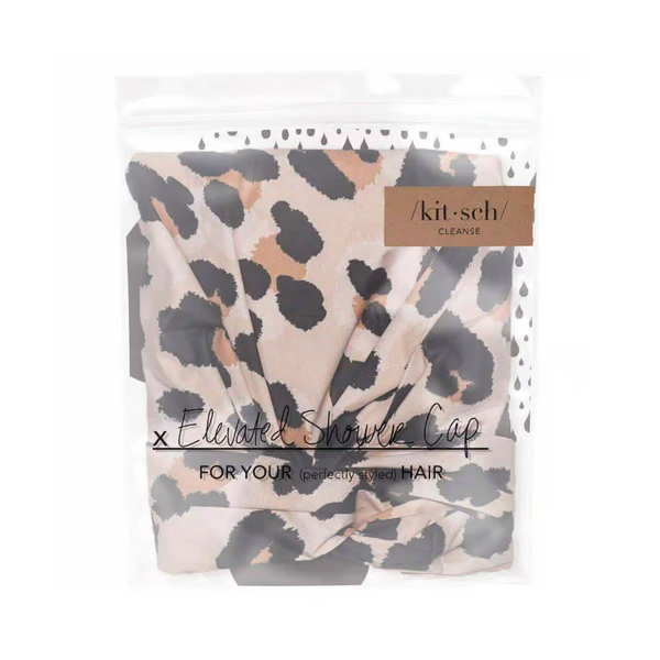 Kitsch Cleanse Ritual Shower Cap, Elevated, Leopard